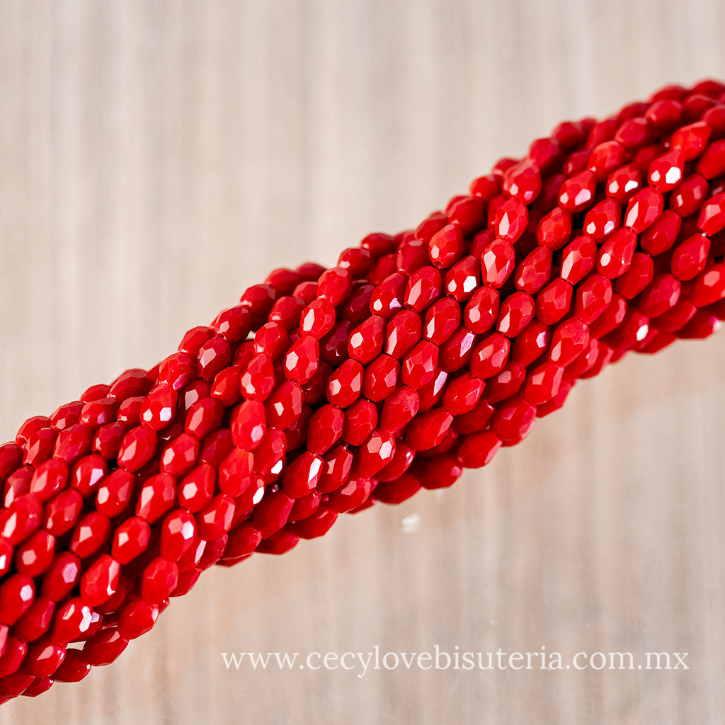 Cristal Gota Rojo Mate 4 x 6 mm
