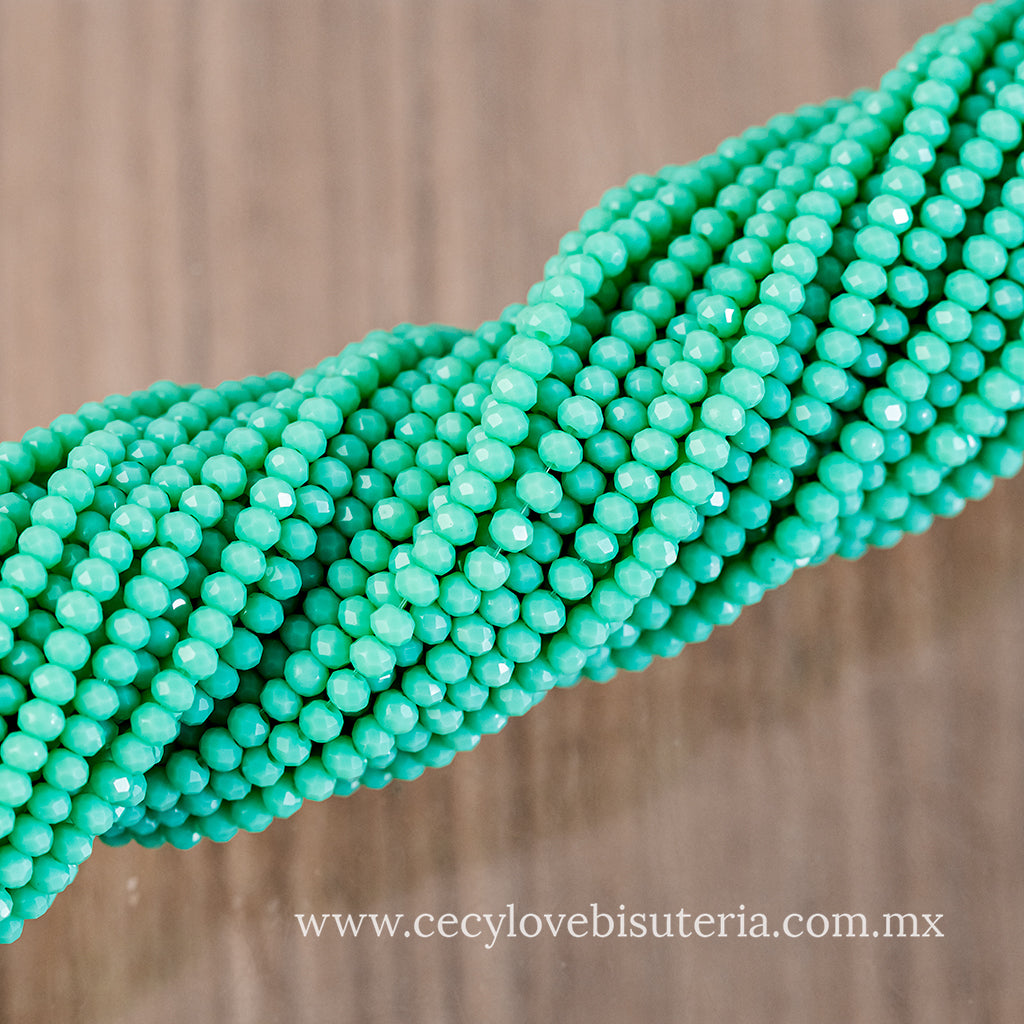 Cristal Rondel Verde Menta 2 mm