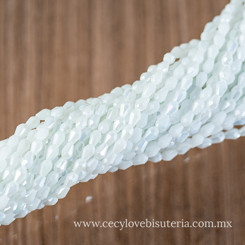 Cristal Gota Blanco Mate 4 x 6 mm