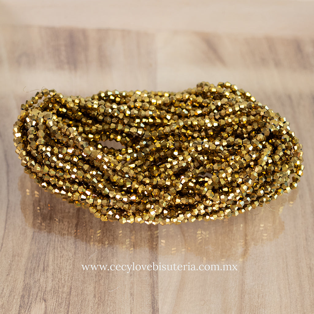 Cristal Rombo Dorado Metálico 4 mm