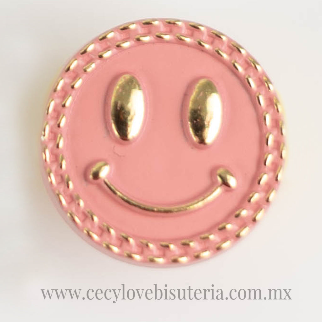 Botón Cara Feliz Rosa