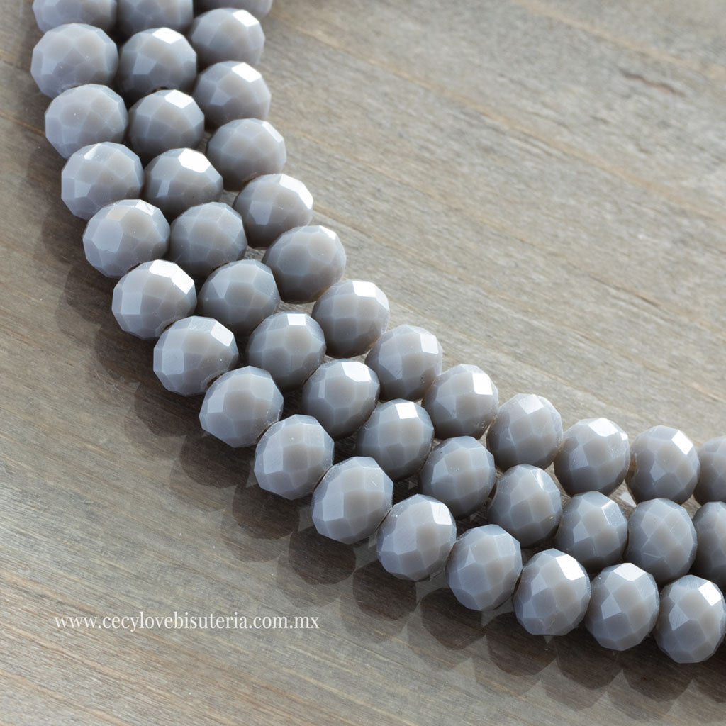 Cristal Rondel Gris 6 mm