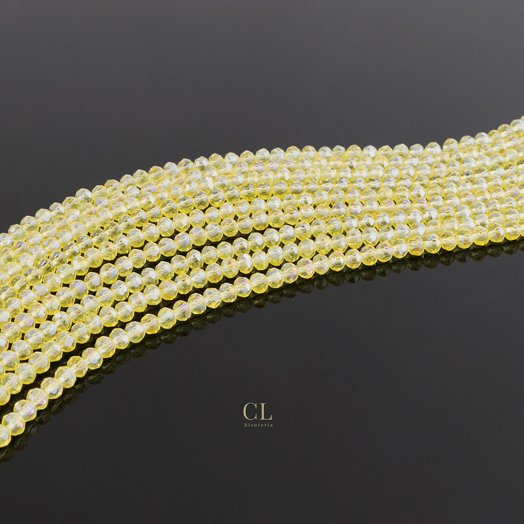 Cristal Rondel Amarillo Transparente 4 mm