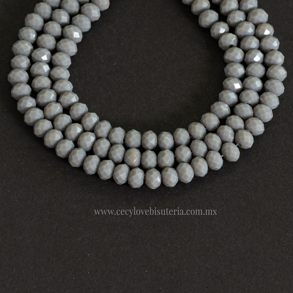 Cristal Rondel Gris 6 mm