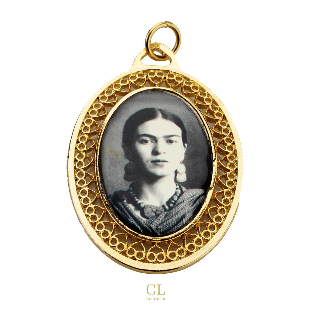 Medalla Filigrana Ovalada Frida Kahlo