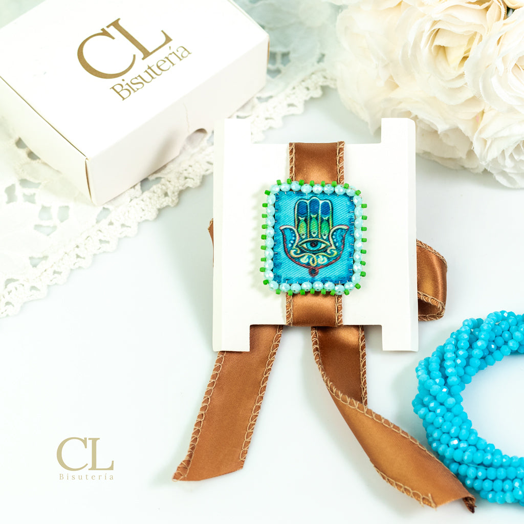 Brazalete Ajustable "Mano Jamsa Azul"