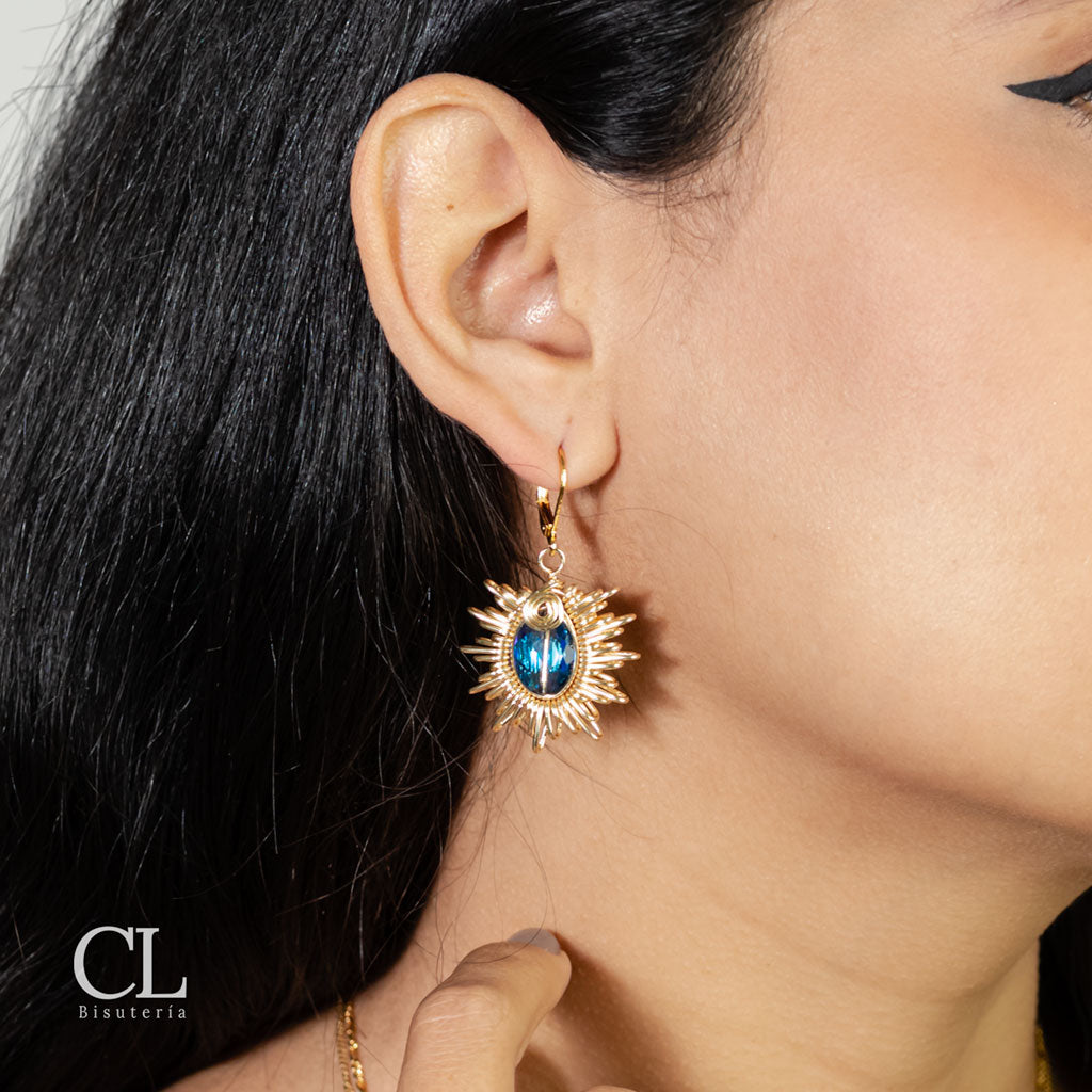 Aretes de Cristal Azul