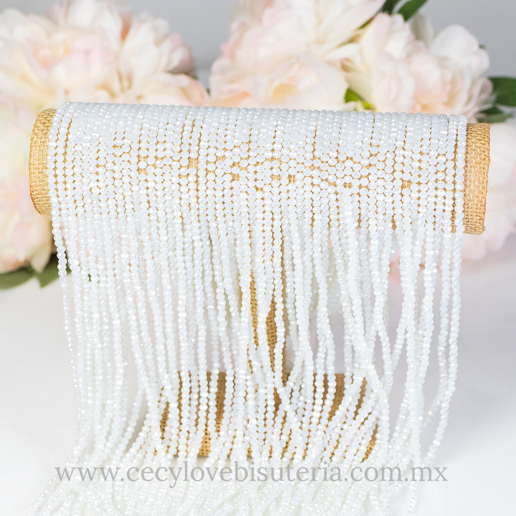 Cristal Rondel Blanco Transparente AB 4 mm