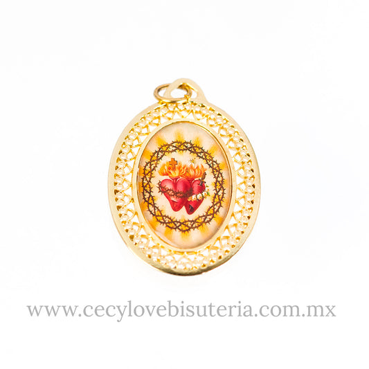 Medalla Ovalada Sagrados Corazones Unidos de Jesús y Maria