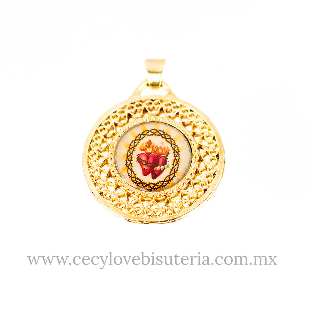 Medalla Redonda Sagrados Corazones Unidos de Jesús y María