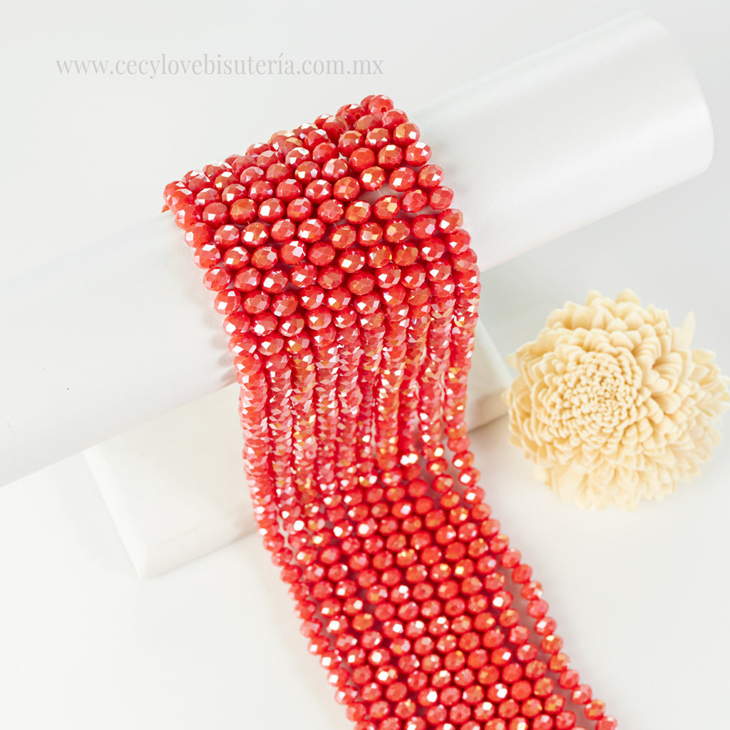 Cristal Rondel Coral 8 mm