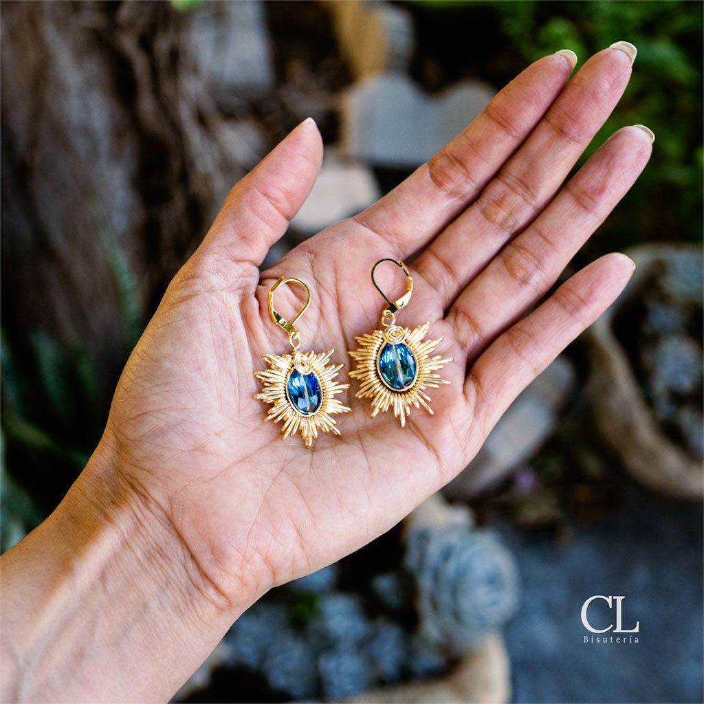 Aretes de Cristal Azul