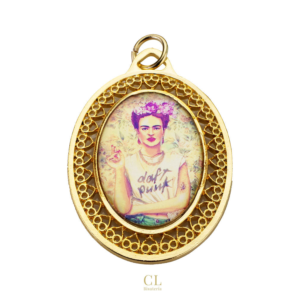 Medalla Filigrana Ovalada Frida Kahlo