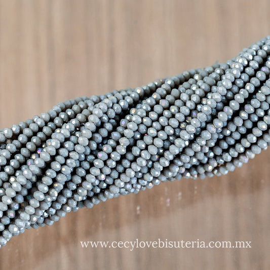 Cristal Rondel Gris Mate 2 mm