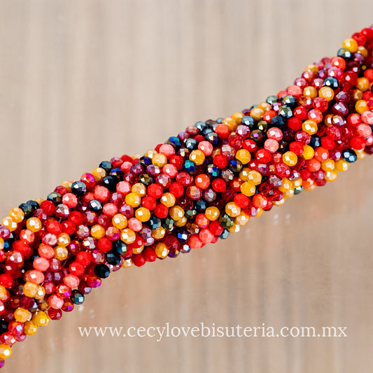 Cristal Rondel Tonos Rojos 2 mm