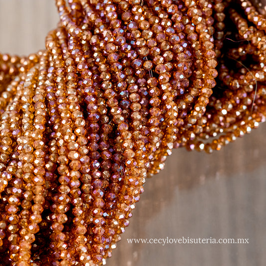 Cristal Rondel Cobrizo 2 mm
