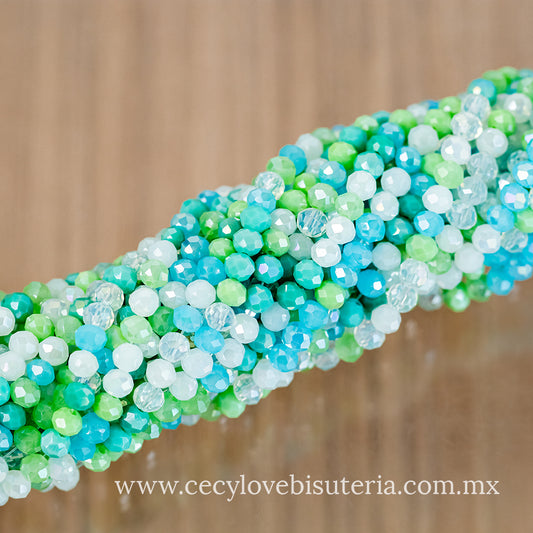 Cristal Rondel Tonos Verdes 4 mm