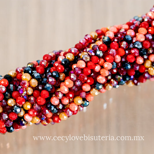 Cristal Rondel Tonos Rojos 4 mm