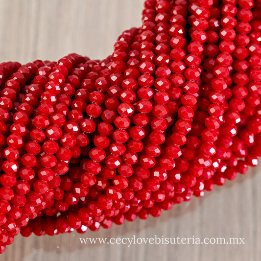 Cristal Rondel Rojo Carmesí 6 mm