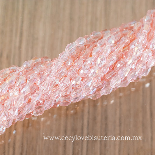 Gota Cristal Rosa Transparente 6 x 8 mm