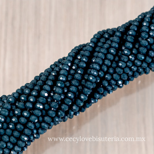 Cristal Rondel Azul Oscuro 6 mm
