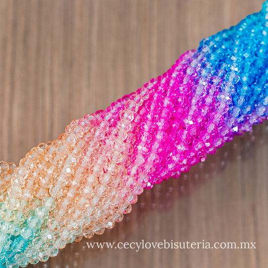 Cristal Rondel Arcoiris 6 mm
