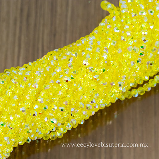 Cristal Rondel Amarillo Transparente AB 6 mm