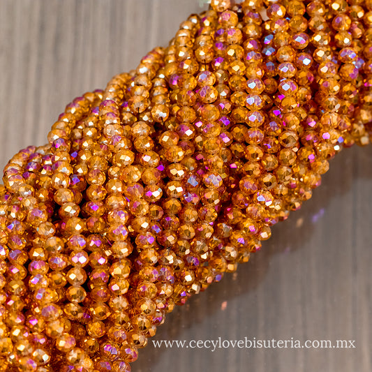 Cristal Rondel Naranja AB 6 mm