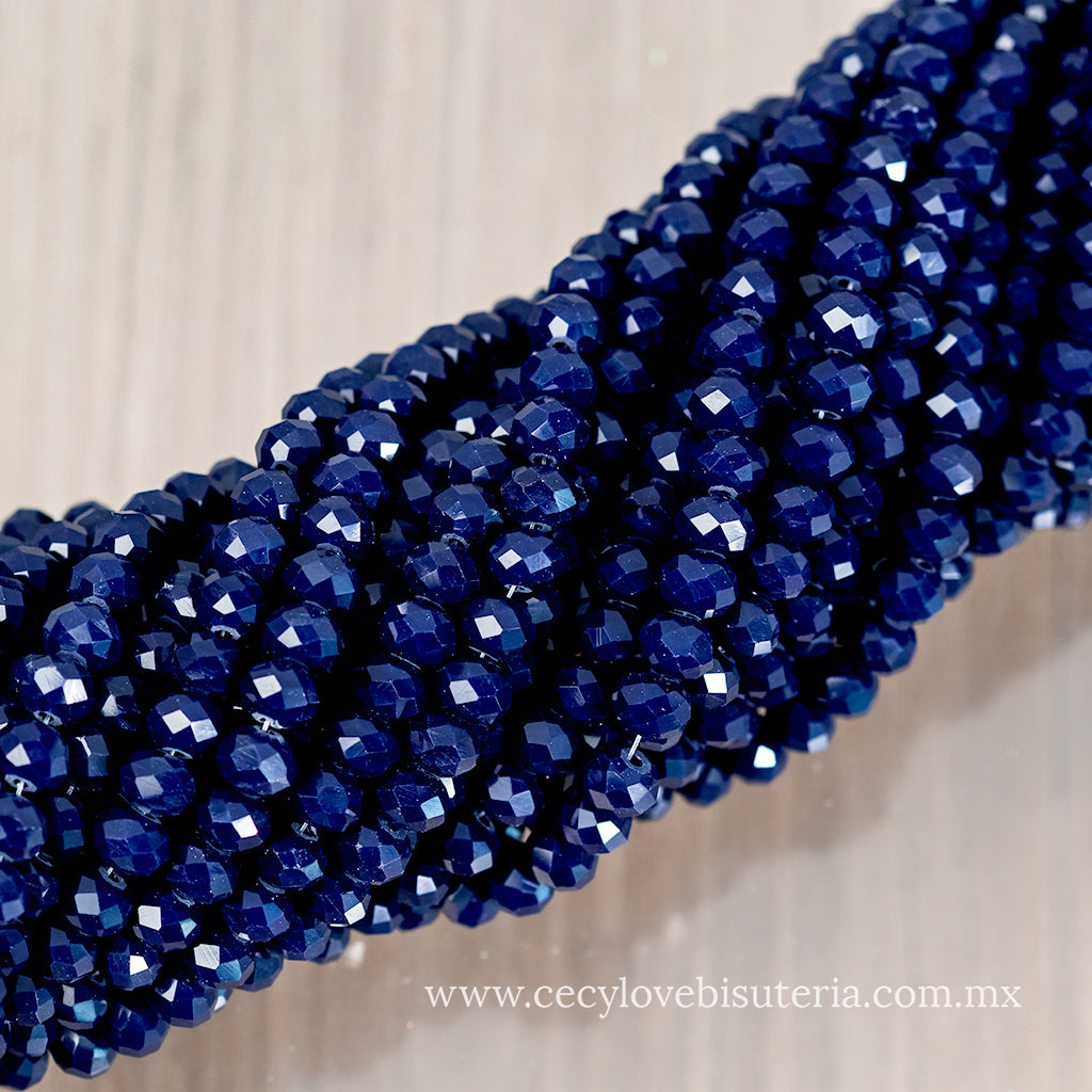 Cristal Rondel Azul Marino 8 mm
