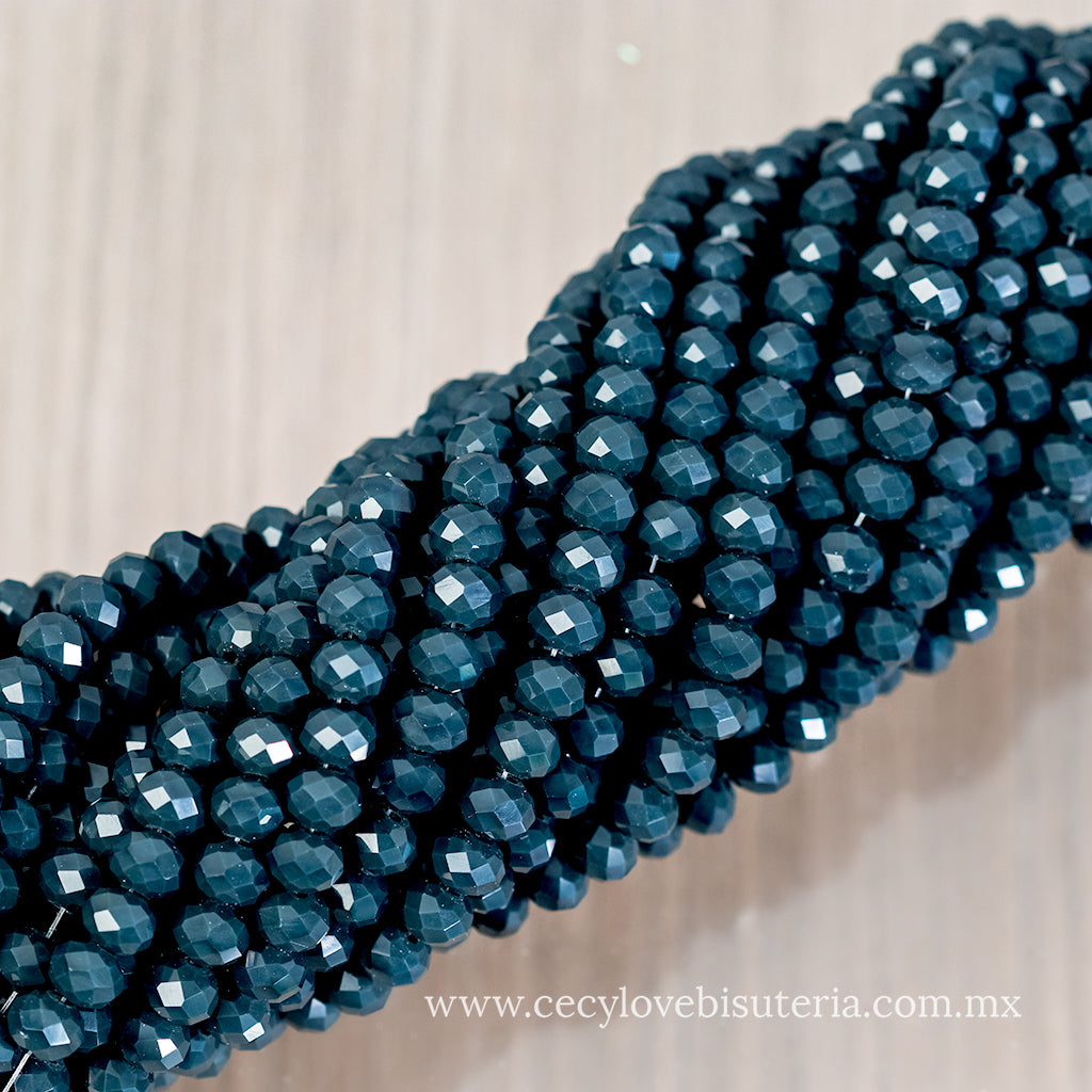 Cristal Rondel Azul Oscuro 8 mm