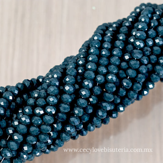 Cristal Rondel Azul Oscuro 8 mm