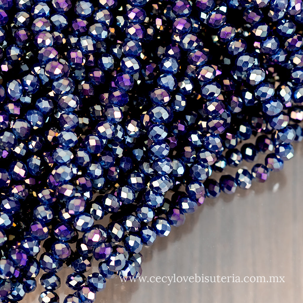 Cristal Rondel Morado AB 8 mm