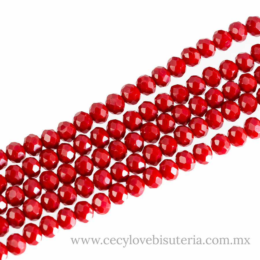 Cristal Rondel Rojo 8 mm