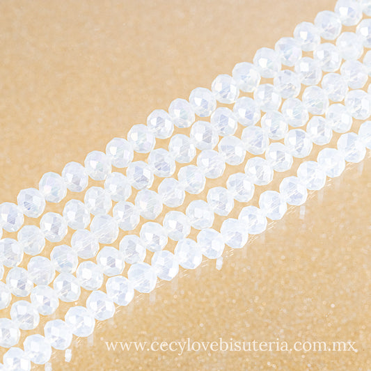 Cristal Rondel Blanco 6 mm