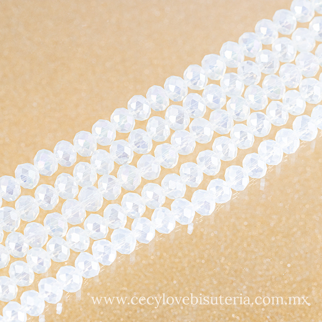 Cristal Rondel Blanco 8 mm