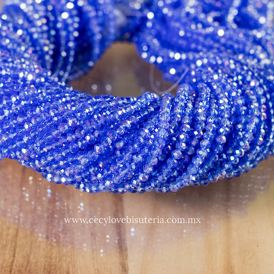 Cristal Rondel Azul Royal Transparente 4 mm