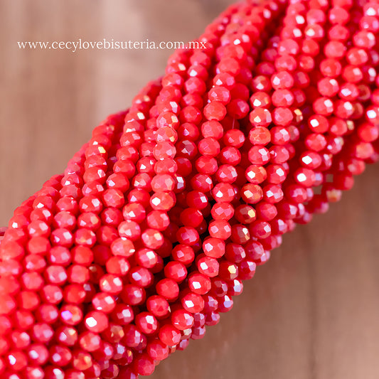 Cristal Rondel Rojizo 4 mm
