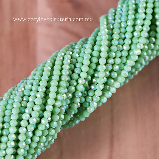 Cristal Rondel Verde Menta 4 mm