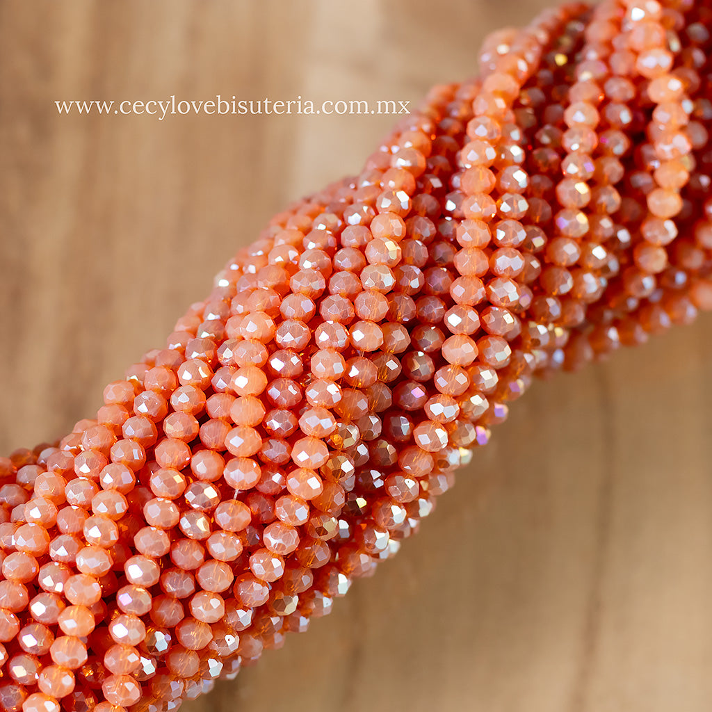 Cristal Rondel Cobrizo 4 mm