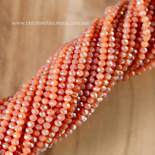Cristal Rondel Cobrizo 4 mm