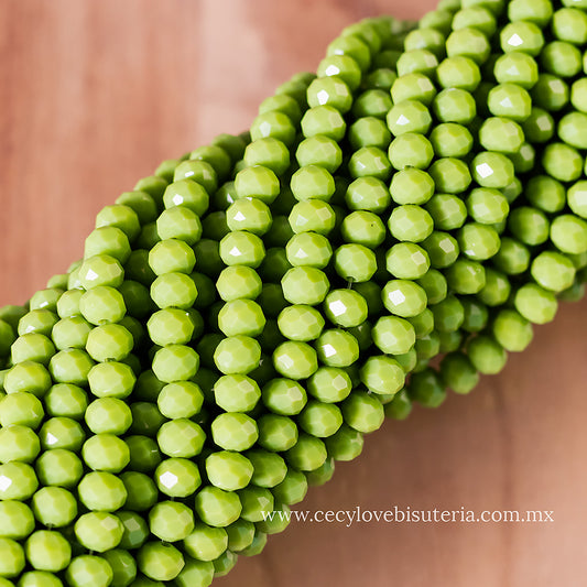Cristal Rondel Verde Pistacho 6 mm