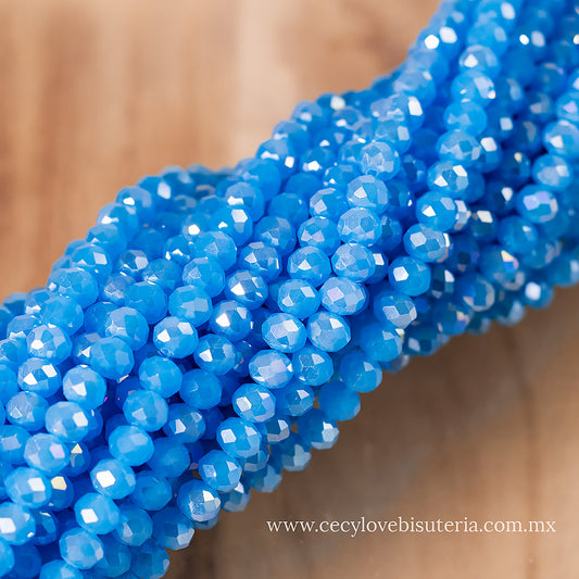 Cristal Rondel Turquesa 6 mm