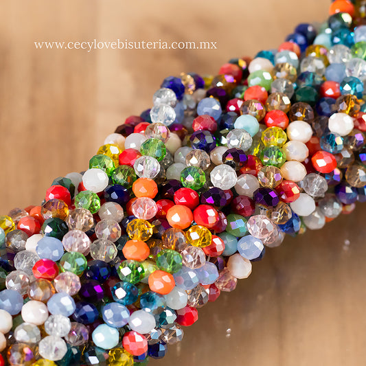 Cristal Rondel Colores 6 mm