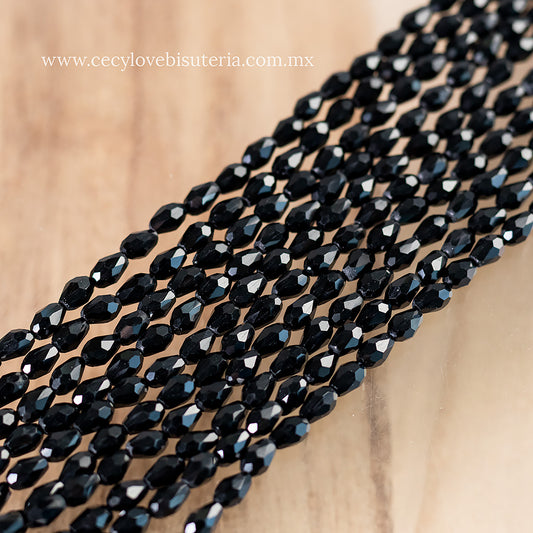 Gota Cristal Negro 4 x 6 mm