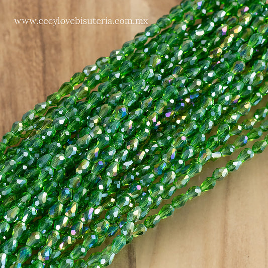 Gota Cristal Verde Transparente 6 x 8 mm