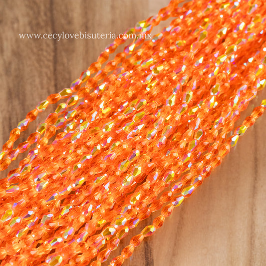 Gota Cristal Naranja Transparente AB 4 x 6 mm