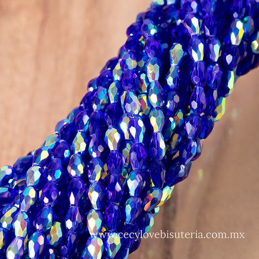 Gota Cristal Azul Mate AB 4 x 6 mm