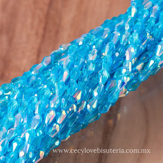 Gotas Cristal Azul AB 4 x 6 mm