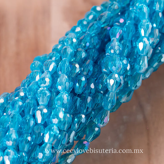 Gota Cristal Celeste Transparente 6 x 8 mm
