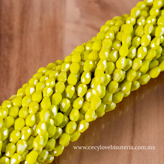 Gota Cristal Amarillo 6 x 8 mm